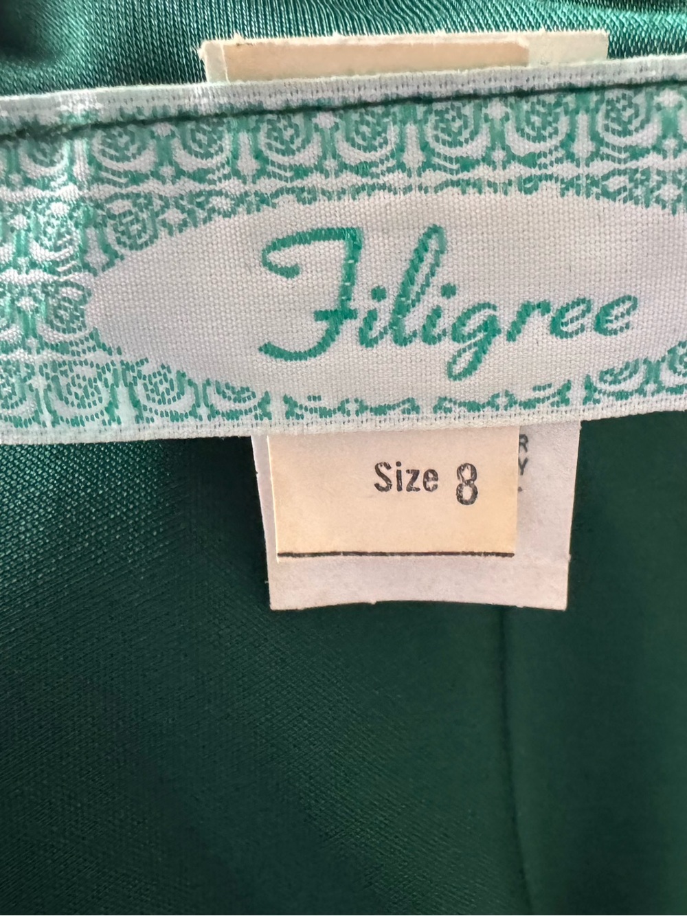 Draped Emerald Green Satin-Effect Dress by FiligreeThe 80's does the 20's - Picture 5 of 5